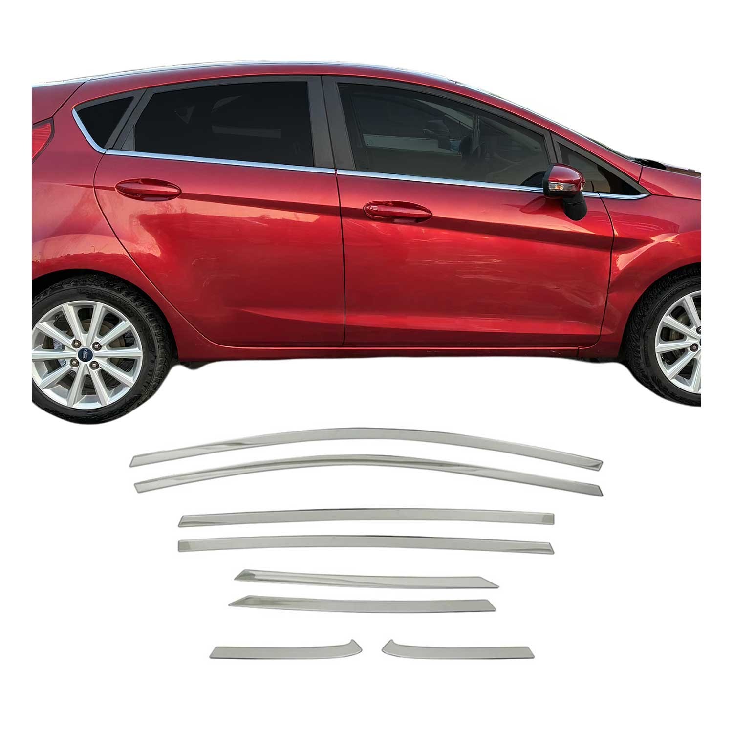 Moulure de fenêtre Ford Fiesta acier inox résistant aux intempéries