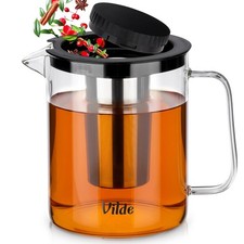 Teekanne Teebereiter Teesieb Glas hitzebeständig mit Siebeinsatz 1.5L