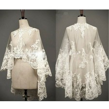 Hot Women Wedding Cape Lace Hem Bridal Jackets Elegant Shawl Bride Wrap Party