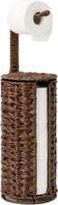 Wicker Freestanding Toilet Paper Holder Stand with Storage, Modern Covered Toile