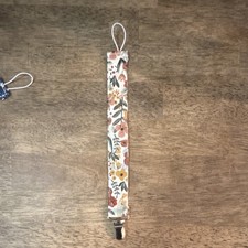 Handmade Floral Multicolor Fabric Pacifier Clip Holder Strap with Metal Clip