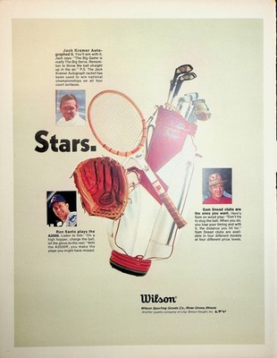 Original 1969 Vintage Print Ad: Wilson, Jack Kramer Auto-graphed it. #Collective