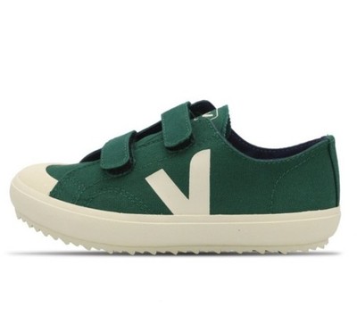 VEJA Kids Sneakers Shoes Small Ollie Canvas Green Size 29 Hook and Loop NEW