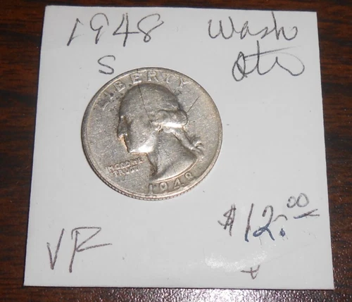 1948 S SILVER WASHINGTON QUARTER - VF