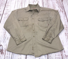 Vintage Craftsman Mechanic Work Shirt Mens Med. Tan/Khaki Long Sleeve Button Up