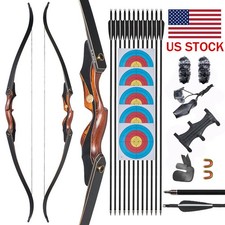 60" Archery Wooden Riser Right Hand Takedown Recurve Bow Bow Hunting Shooting