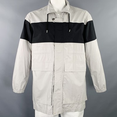 JOHN ELLIOTT Saison Nine Größe L Grau Schwarz Gestreift Baumwolle Windjacke