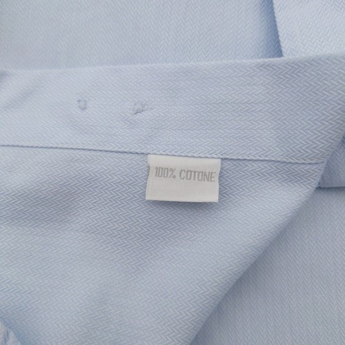 Yves Saint Laurent Dress Shirt Mens 15.5 Medium Light Blue French Cuffs W/ Logo - Picture 14 of 15