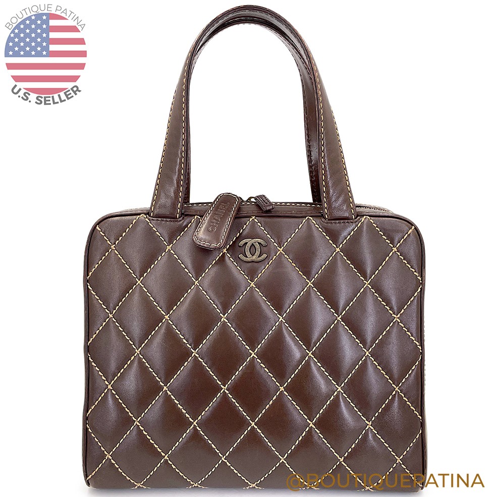 Chanel Vintage Chocolate Brown Wild Stitch Surpique Contrast