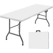 Leumius 6 Foot Folding Table Portable White Indoor Outdoor (FREESHIP)