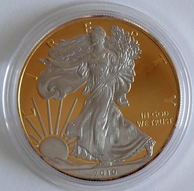USA 1 Dollar 2010, Liberty, Gilded, 1 Oz Silber - Bild 1 von 2