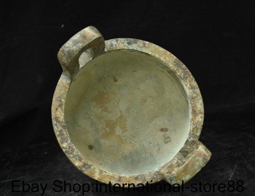 10.2" Old China Bronze Ware Dynasty Palace 3 Feet Word Incense burner Censer - Picture 9 of 10
