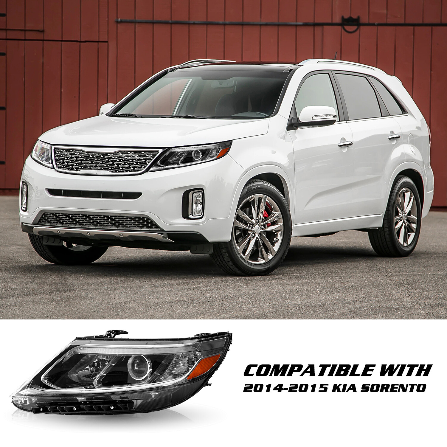 For 2014 2015 Kia Sorento EX SX LED DRL Projector Headlights Left+Right Headlamp