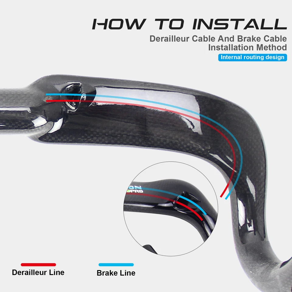 Carbon Drop Road Bike Handlebar AERONOVA 31.8 Internal Racing Bicycle Handle Bar - Image 3 of 4