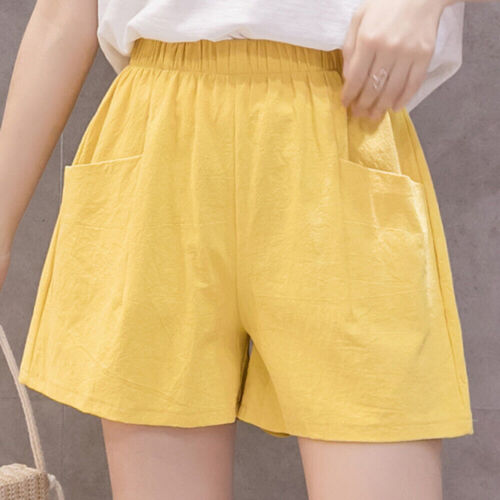 Womens Ladies Plain Shorts Summer Gym Elastic Waist Short Pants Pockets Fashion - Picture 18 of 28