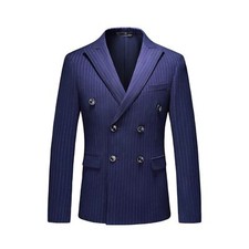 Mens Suits Double Breasted Suit Pinstripe Slim Fit Tuxedo Jacket