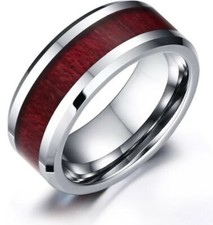 Stainless Steel Hawaiian Wooden Ring 8mm band width