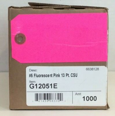 Box of 1000 4 3/4'' x 2 3/8'' Shipping Inventory Tags Fluorescent PINK #5 G12051E