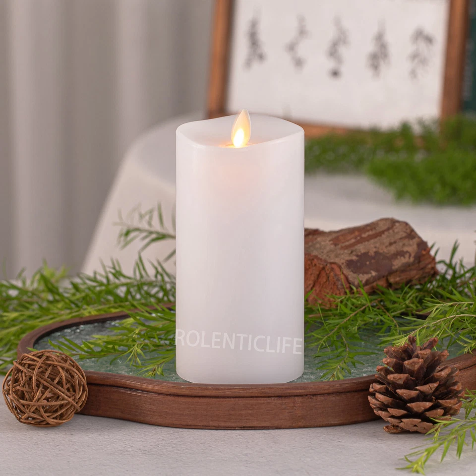 Set of 3 Luminara Flameless Battery Pillar Wax Candles with Remote Moving Flame - Image 4 of 4