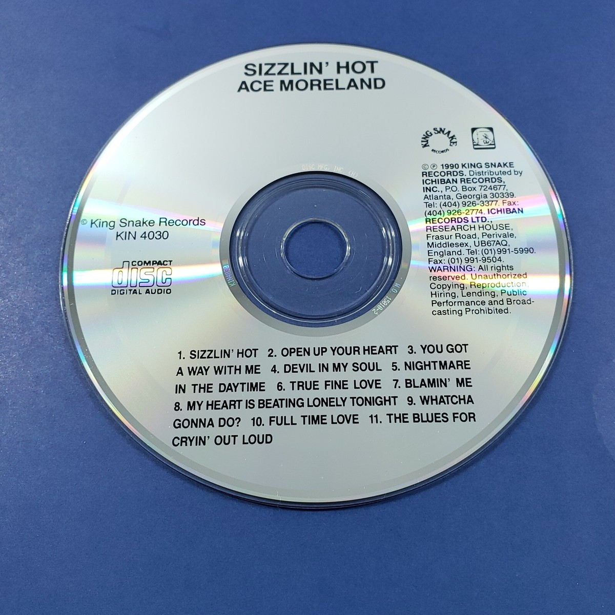 ACE MORELAND Sizzlin Hot CD 1990 King Snake Records | eBay