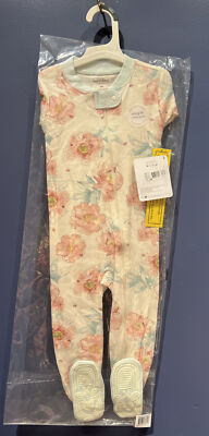 Burts Bees Baby Organic Cotton 18M Footed Pajamas Bodysuit Girls Romper Pastel