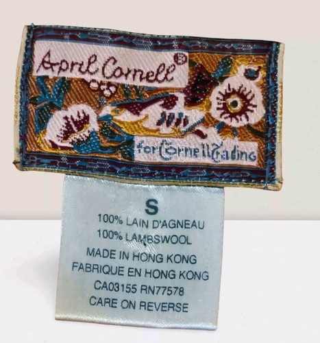 April Cornell Embroidered And Beaded Burnt Orange Lambs Wool Cardigan Small - Picture 4 of 5