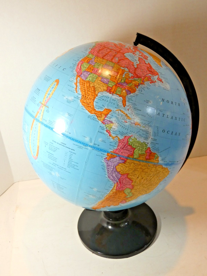 Vintage CRAM Imperial World Globe Herff Jones Map 12" Full Color Made in USA