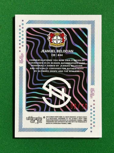 Jeanuel Belocian Autograph /10 Bayer 04 Leverkusen Supernova UltimateDropz - Picture 2 of 2