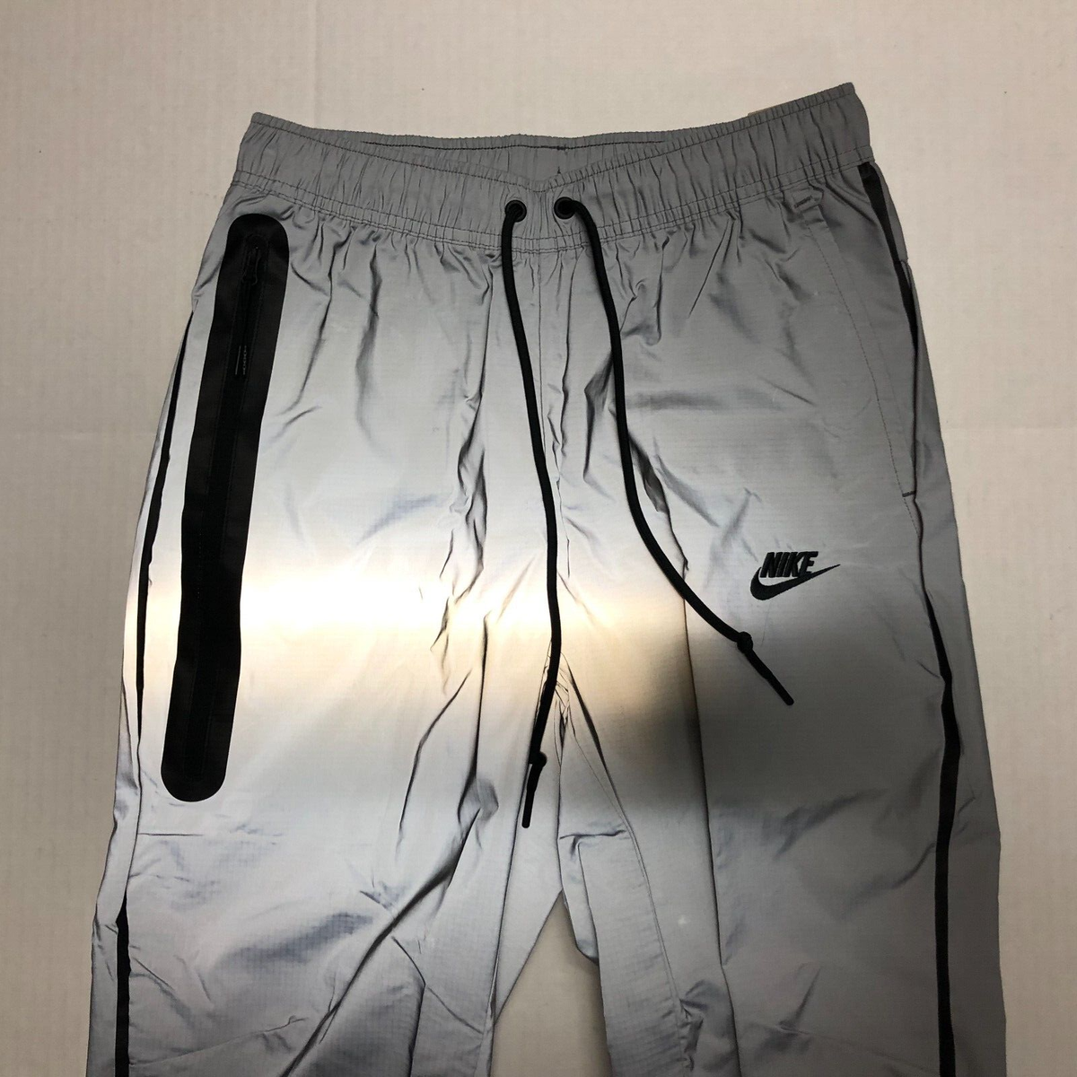 Nike Tech Woven Flash Pants Reflect Silver Black FZ7587-035 Size