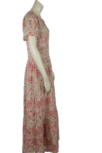 Calypso St. Barth Bella Kleid Mehrfarbig Häkel Kurzarm Maxi Blumen Gr. M - Bild 4 von 19