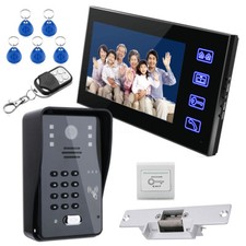7" Lcd Video Door Phone Intercom System RFID Door Access Control Kit Outdoor Cam
