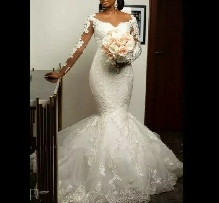 Long sleeve mermaid wedding dresses sale uk