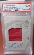 G1041 2019 IMMACULATE AUTO RELIC BLACK PRINTING PLATE RONALD ACUNA #JJRA PSA 9