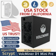 VolcMiner D1 Mini Pre 2.2Gh/s 500W Scrypt Miner LTC & DOGE - From California USA