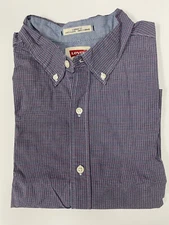 Levis Shirt Standard Fit 100% Cotton Red Blue Small Check Plaid  Levi's 