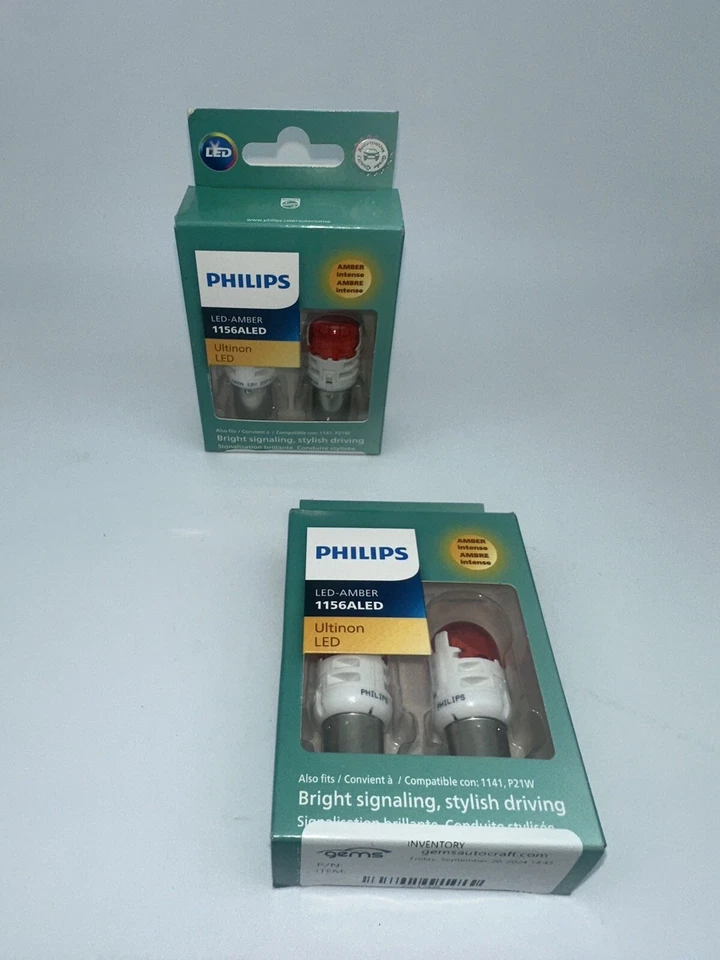 Paquete de 2 bombillas de señal de giro trasero Philips Ultinon LED 1156 ámbar naranja Foto 4 de 4