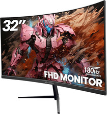 32" Curved Gaming Monitor, FHD 1080P, 180Hz, AMD FreeSync, HDMI, DP, Mountable