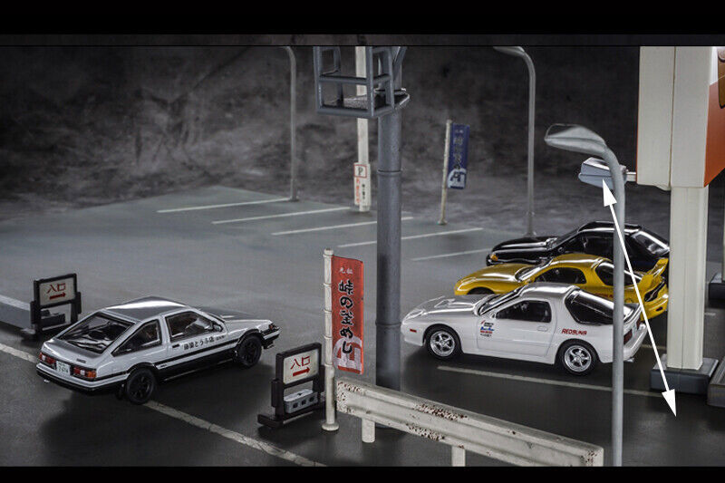Diorama 1/64 Initial D Japan Scenery Model Car Parking Lot Display