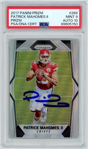Patrick Mahomes II Signed 2017 Panini Silver Prizm Rookie Card PSA 9/GEM 10 AUTO