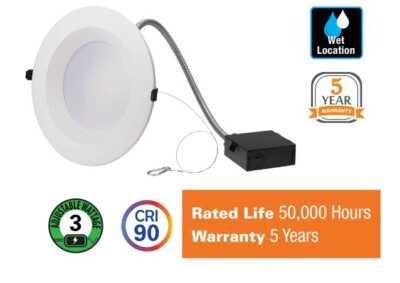NaturaLED MultiPack LED 8'' Commercial Can Light 3K Adjustable Wattage 12/19/27W