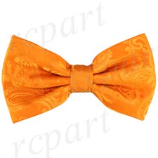 New men's pre-tied bow tie paisley microfiber formal wedding party prom orange