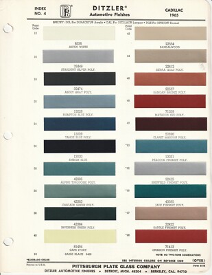 1965 1966 1967 1968 1969 1970 1971 1972 TO 1976 1977 1978 CADILLAC PAINT CHIPS