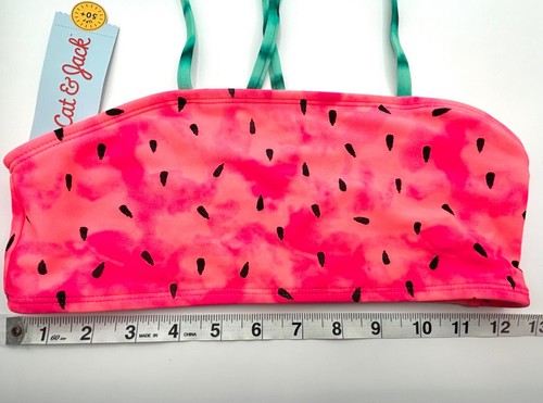Cat and Jack Swim Girls Sz L 10-12 Green Pink Two Piece Watermelon Summer UPF 50 - Picture 9 of 19