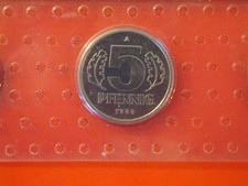 5 Pfennig Pf. 1988 A der DDR in Stempelglanz Stgl. / st / bu Export Exp. aus KMS
