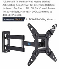 Full Motion TV Monitor Wall Mount Bracket for Most 13-42" LED LCD Max upto 44lbs