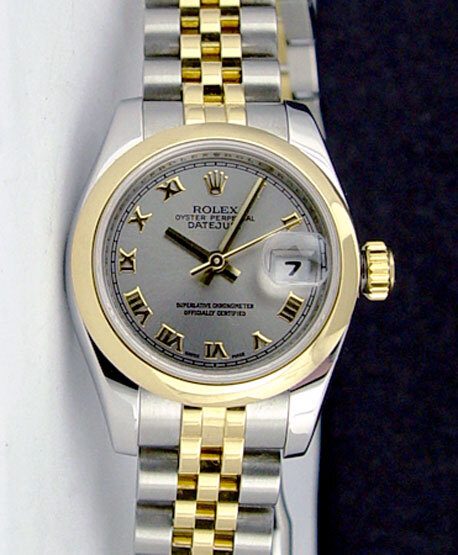 Rolex Lady-Datejust Steel & Gold Silver Roman 179163 Jubilee - Pre-owned