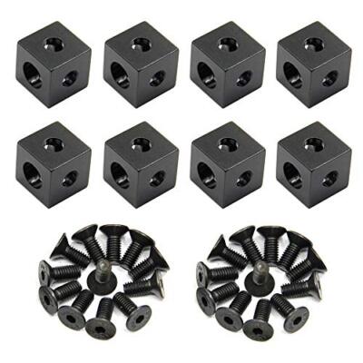 8pcs Black Corner Bracket Cube 20x20x20mm For 6mm Slot Aluminum Extrusion Prof