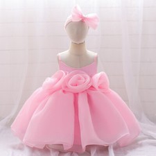 Baby Princess Girls Dress Wedding 1st Birthday Party Bow Prom Gown Elegant Dress