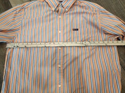 Chaps Men's Orange And Blue Striped Long Sleeve Dress Shirt Size XL - Picture 5 of 6