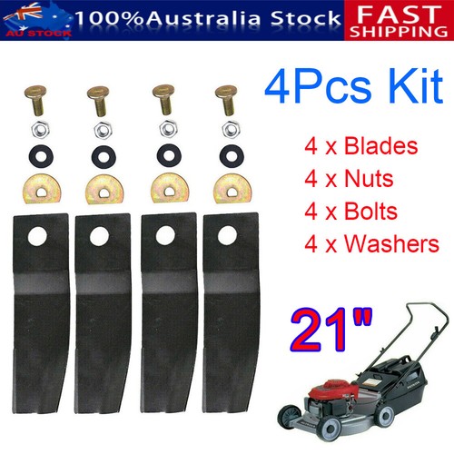 4Pcs Set Lawn Mower Blades & Bolts Kits Fit For 21" Honda Buffalo